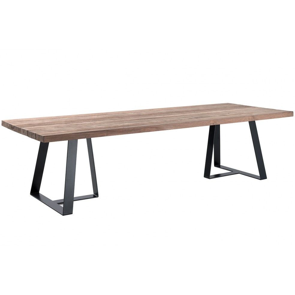 Table de jardin en teck massif et pieds acier, Margo Table de jardin en teck massif et pieds acier, Margo