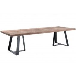 Table de jardin en teck massif et pieds acier, Margo