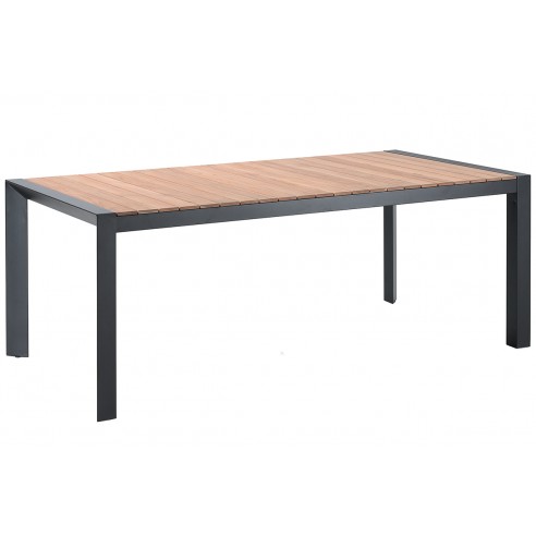Table en teck massif et alu noir 202 cm, Braga