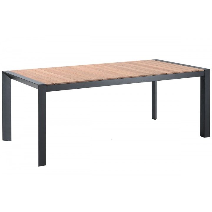 Table en teck massif et alu noir 202 cm, Braga