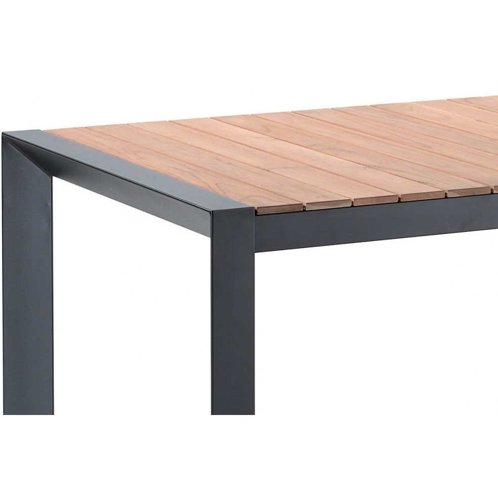 Table en teck massif et alu noir 202 cm, Braga