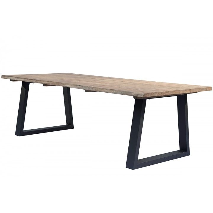 Table en teck massif et alu charcoal 240 cm, Tronc d'arbre