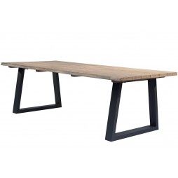 Table en teck massif et alu charcoal 240 cm, Tronc d'arbre