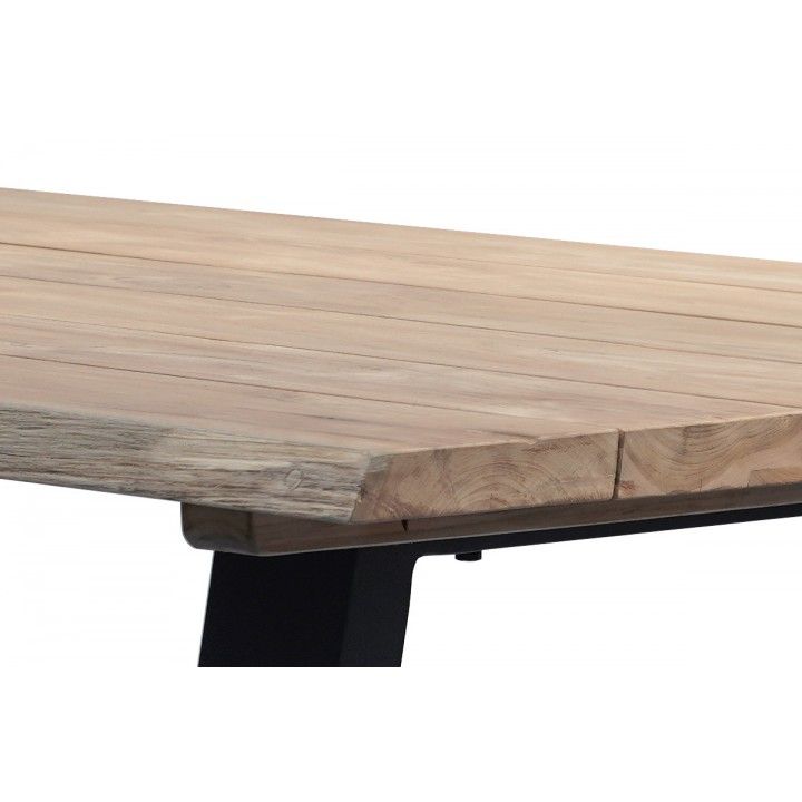 Table en teck massif et alu charcoal 240 cm, Tronc d'arbre