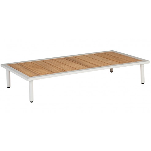 Table basse 122 cm alu blanc crème ou gris et roble, salon Beach Table basse 122 cm alu blanc crème ou gris et roble, salon Beach