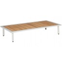 Table basse 122 cm alu blanc crème ou gris et roble, salon Beach
