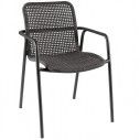Fauteuil de table empilable en alu et tissu tressé, Diego de Gescova