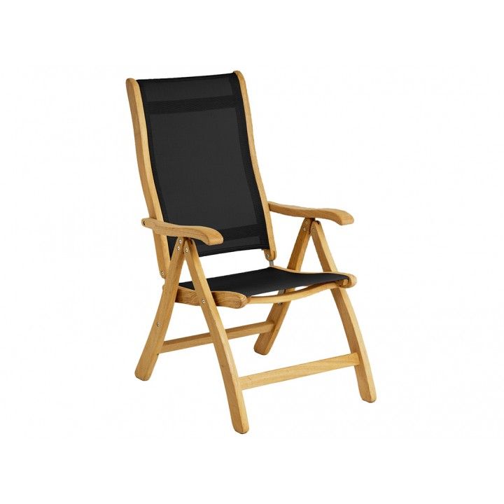 Fauteuil multiposition en bois de roble et tissu ton charcoal