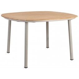 Table de jardin 120 x 120 cm en alu gris ou beige et bois de roble, Cordial