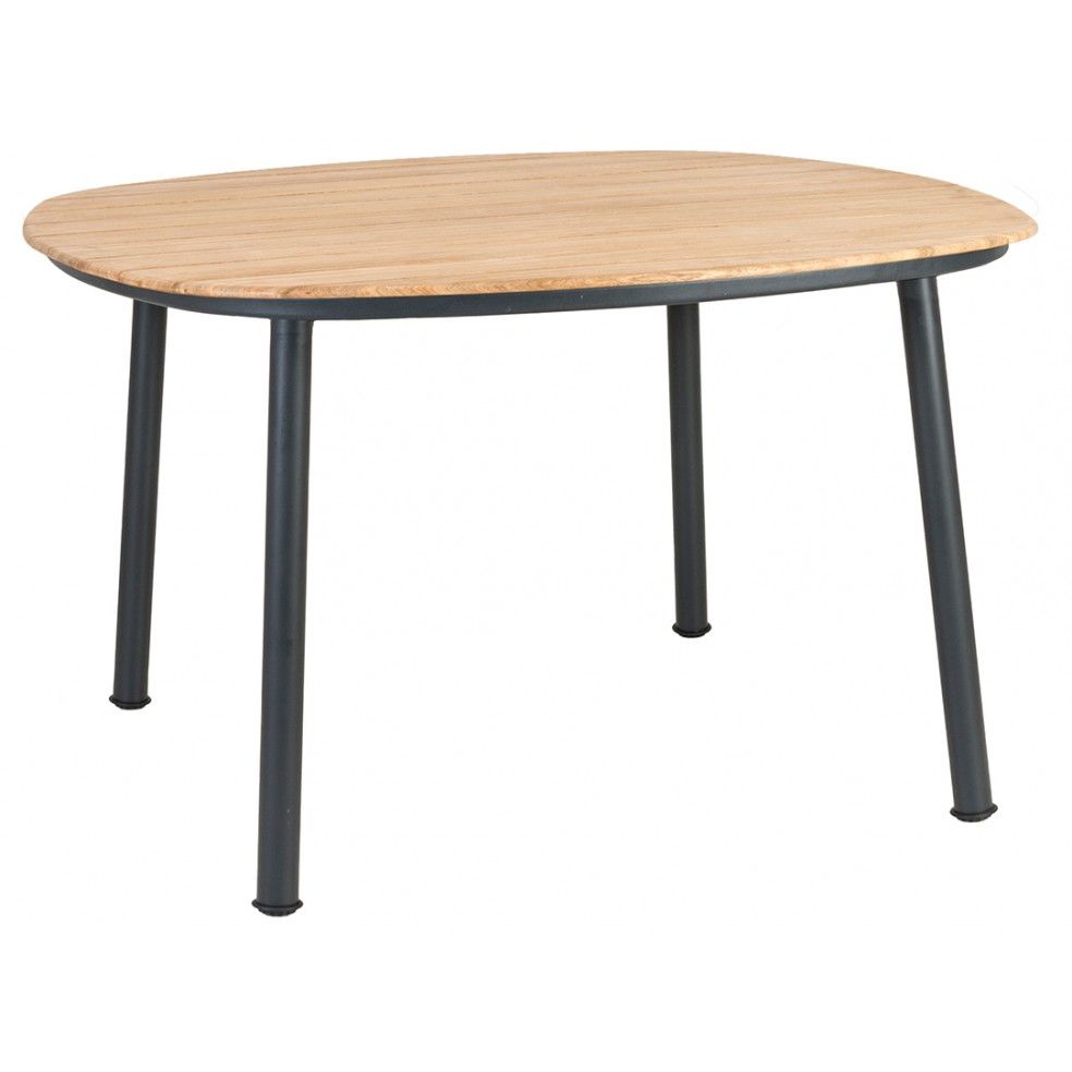 Table de jardin 120 x 120 cm en alu gris ou beige et bois de roble, Cordial Table de jardin 120 x 120 cm en alu gris ou beige et bois de roble, Cordial