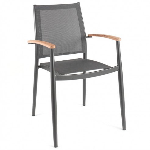 Fauteuil de table de jardin avec accoudoirs en teck, empilable, Jerrica de Gescova Fauteuil de table de jardin avec accoudoirs en teck, empilable, Jerrica de Gescova