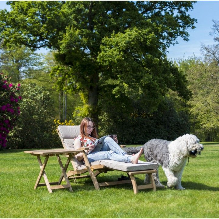 Chaise longue en bois massif, haut de gamme