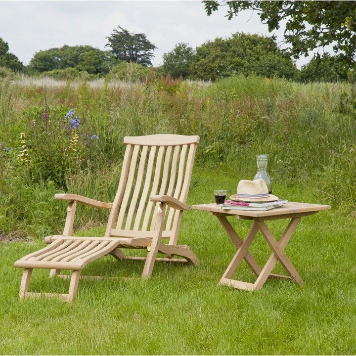 Chaise longue en bois massif, haut de gamme