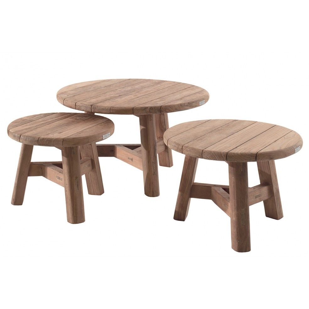 Table de jardin basse et ronde en teck recyclé Table de jardin basse et ronde en teck recyclé