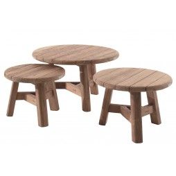 Table de jardin basse et ronde en teck recyclé