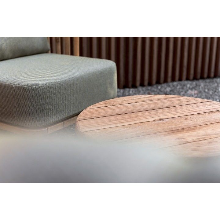 Fauteuil en teck recyclé, avec coussins en tissu Sunbrella