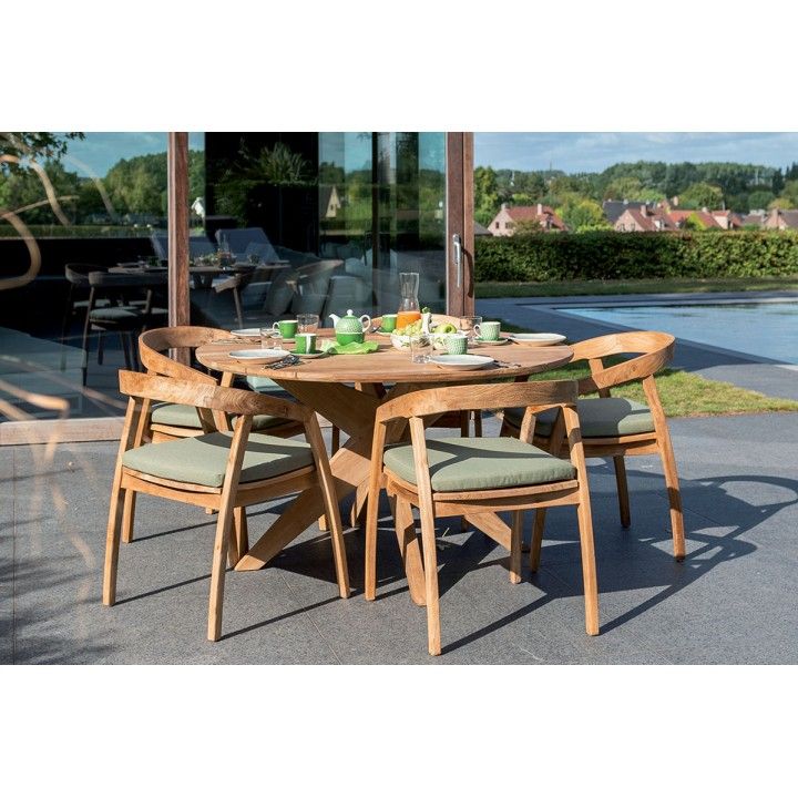 Table de jardin ronde en teck massif d 165 cm, Java