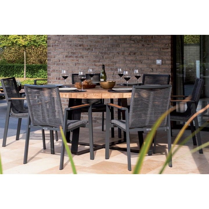 Table de jardin ronde en teck massif d 130 ou 160 cm, Margo