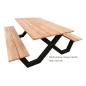 Table pique-nique avec bancs en teck et pieds en aluminium, Carelli