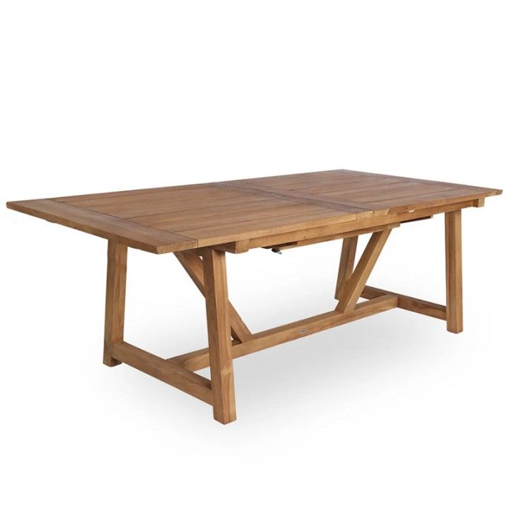 Grande table pique-nique en teck et pieds alu, Carelli