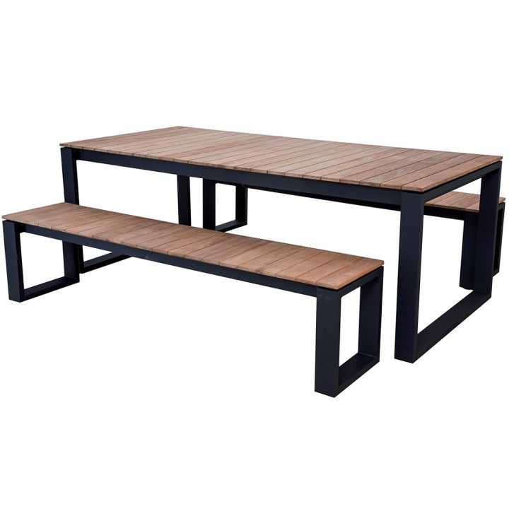 Table en teck 220 cm avec piètement en alu, Marcelo