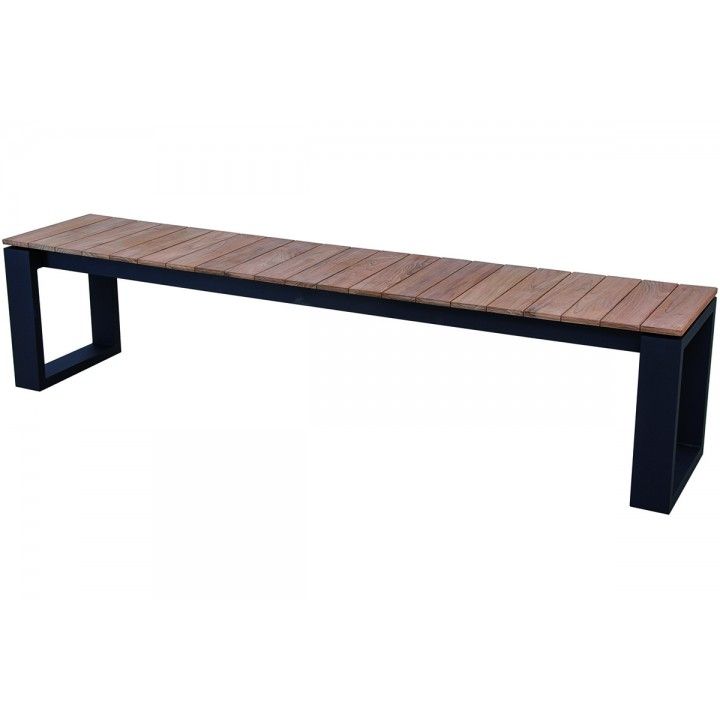 Banc en teck et alu noir 195 cm, Marcelo