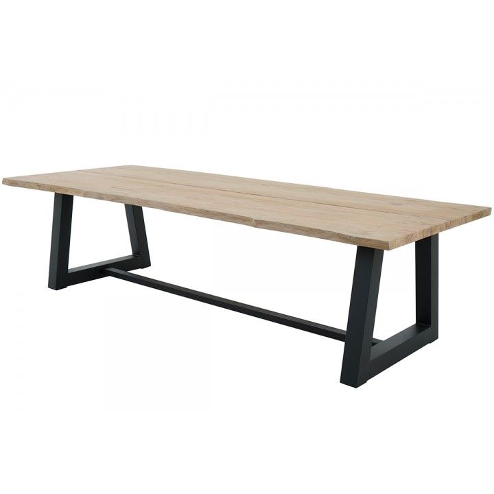 Table en teck massif et alu noir 280 cm, Silvio