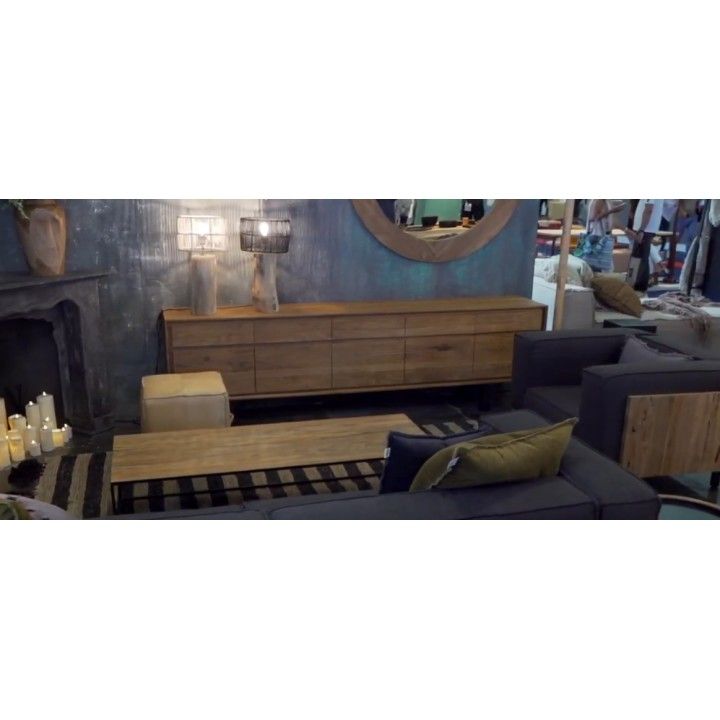 Buffet 5 portes en teck massif ancien Lox