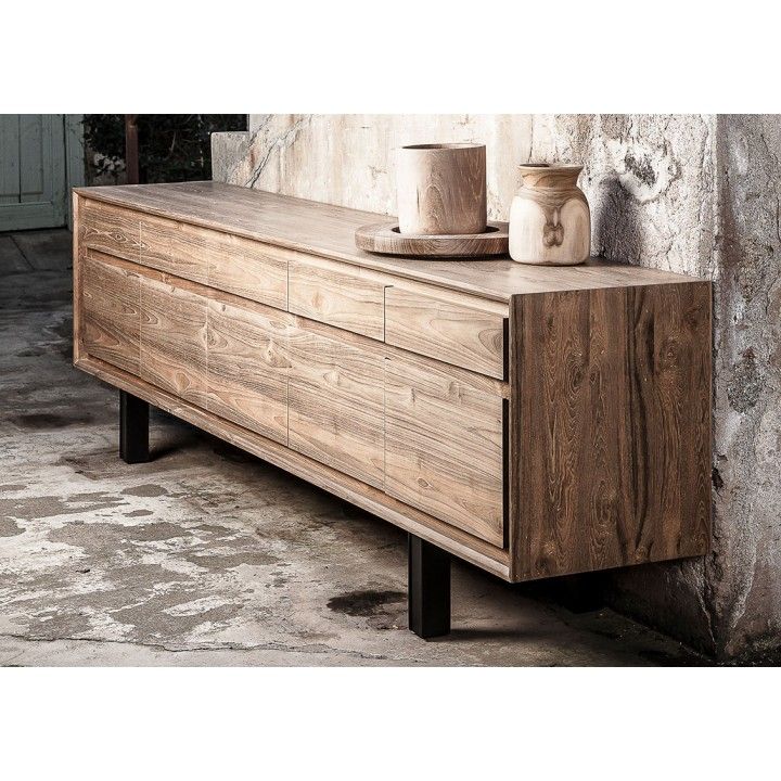 Buffet 5 portes en teck massif ancien Lox