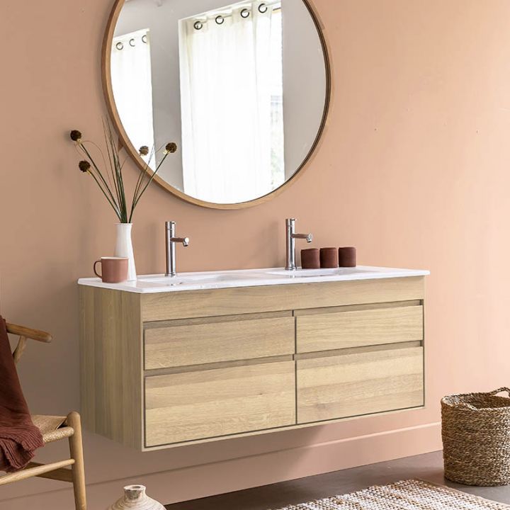 Meuble salle de bain en teck massif 120 cm - Oasis｜Uniqka Design