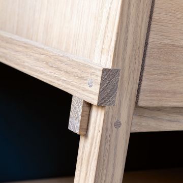 Meuble sous vasque en chêne, 2 tiroirs, 62 cm, Japan