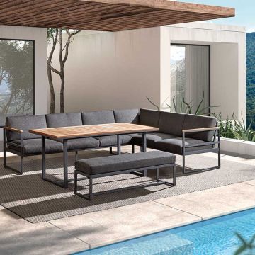 Salon et table de jardin en teck et alu