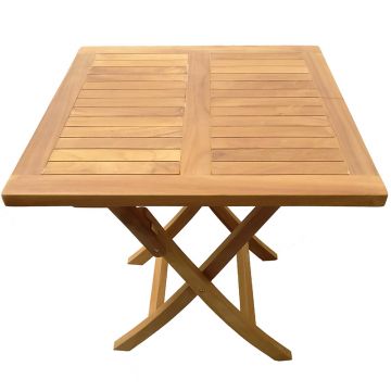 Petite table carrée 70 cm pliante en teck massif