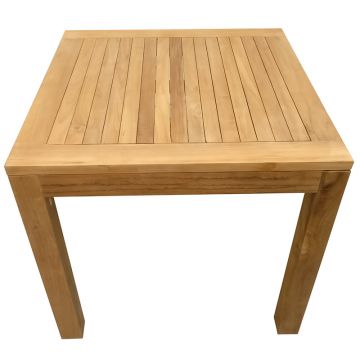 Table de jardin carrée en teck massif 80 cm, Norwich