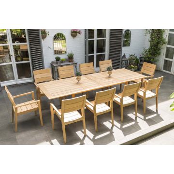 Table de jardin en roble avec rallonge 200/288 cm, haut de gamme