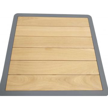 Table carrée 76 cm en alu gris et roble, Fresco