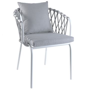 Fauteuil de jardin avec dossier en corde et coussins, Eden 