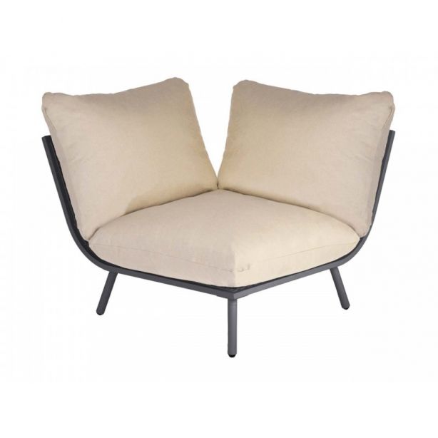 Canapé Beach avec pieds gris et coussin imperméable, module d'angle
