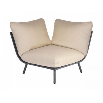 Canapé Beach avec pieds gris et coussin imperméable, module d'angle
