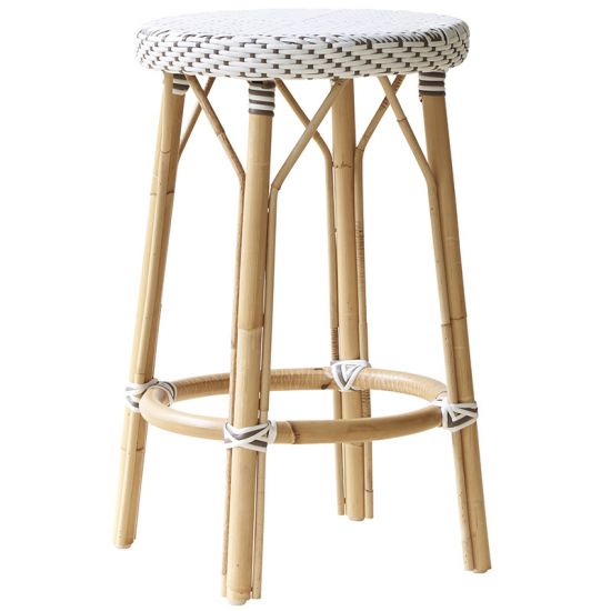 Tabouret haut 68 cm en rotin naturel et résine tressée