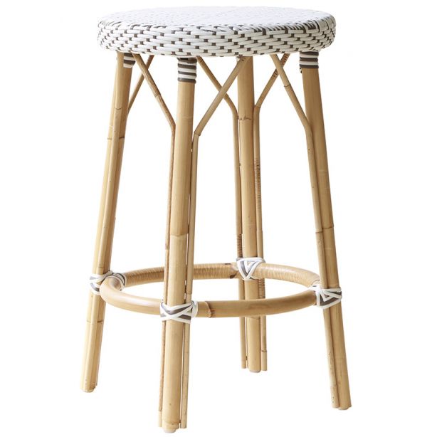 Tabouret haut 68 cm en rotin naturel et résine tressée