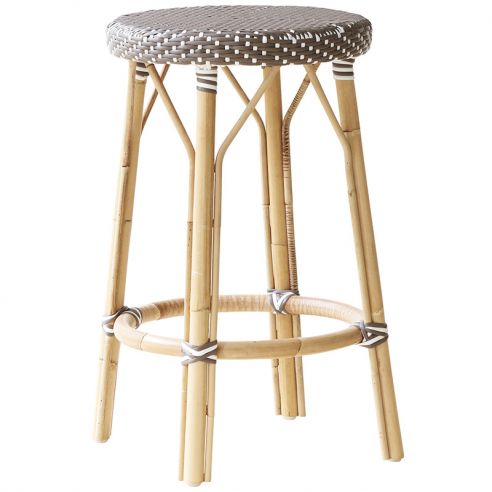 Tabouret haut 68 cm en rotin naturel et résine tressée