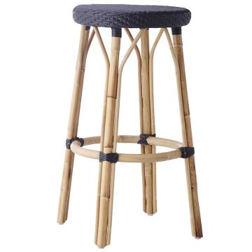 Tabouret de bar 78 cm en rotin naturel et résine tressée