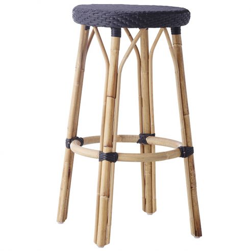 Tabouret de bar 78 cm en rotin naturel et résine tressée