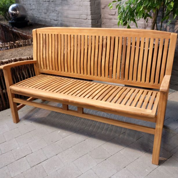 Banc en teck massif avec accoudoirs, York