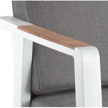 Fauteuil de jardin avec accoudoirs en teck et coussins, Antibes