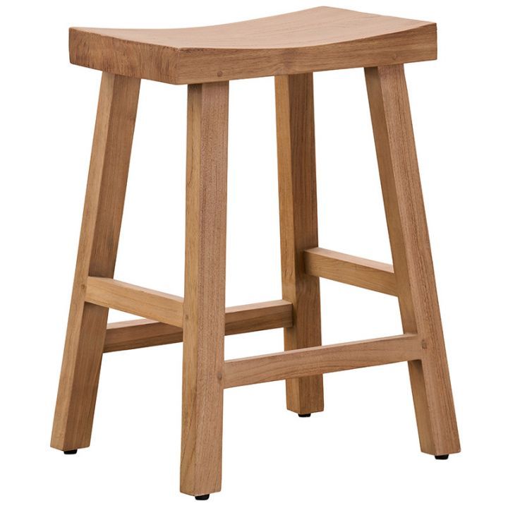 Tabouret haut 68 cm en teck massif ancien