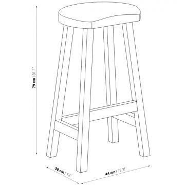 Tabouret haut 79 cm en teck, King