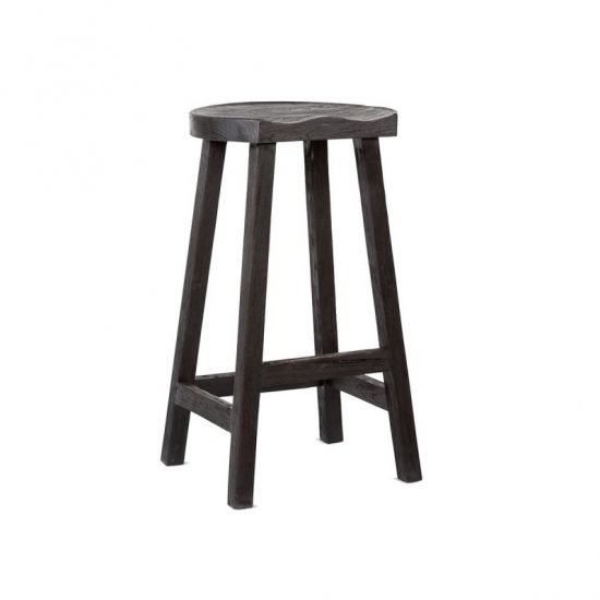 Tabouret haut 79 cm en teck ton noir, King