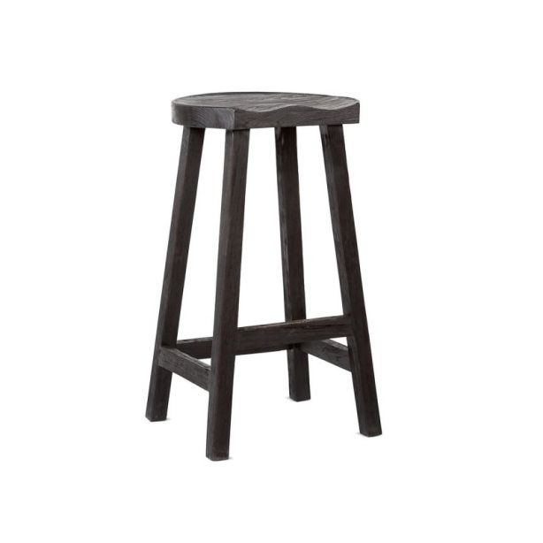 Tabouret haut 79 cm en teck ton noir, King